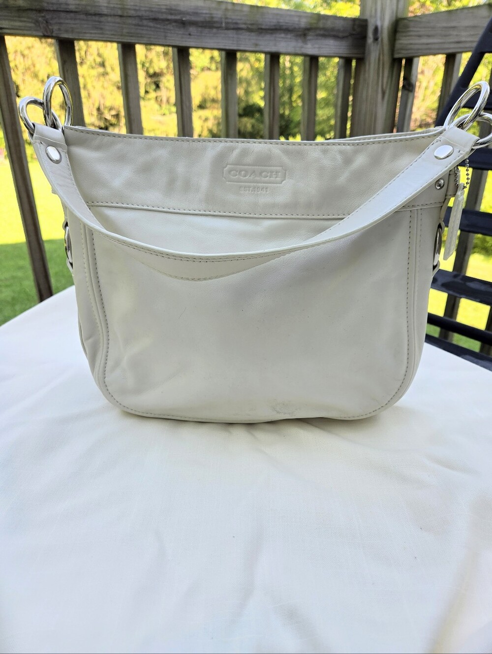 Coach Y2k White Leather Zoe Shoulder Bag